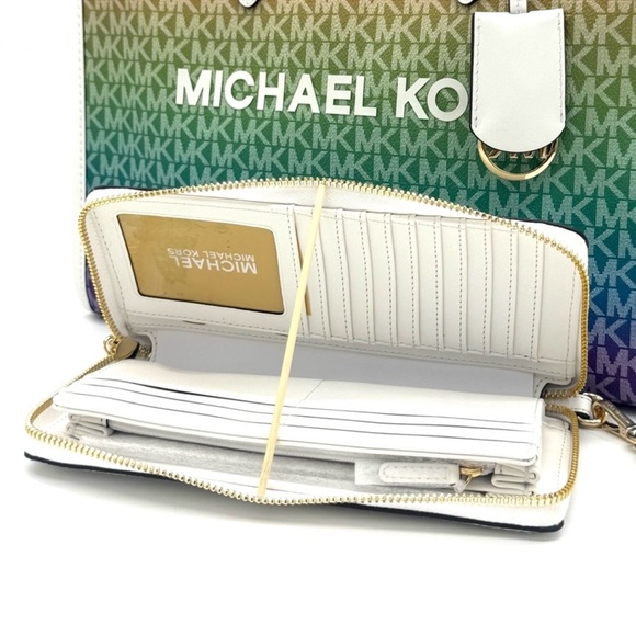 Michael Kors Mirella Medium Logo Tote Bag & Matching Continental Wallet Rainbow - Picture 11 of 12